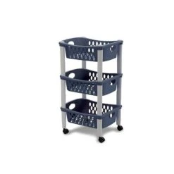 STEFANPLAST CARRELLO IN PLASTICA A TRE PIANI OTELLO PALACE BLUE CM. 30x40x70h.