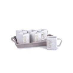 TAZZE DA CAFFE CON VASSOIO QUADRO PEONIAS CM. 24,5x16x7