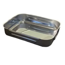 TEGLIA ALTA RETTANGOLARE PESANTE IN ACCIAIO INOX CM. 30x22