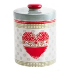 Tognana Biscottiera In Ceramica Rosso Con Decorazioni Natalizie Cm. 14x19 LINEA DOLCE CASA