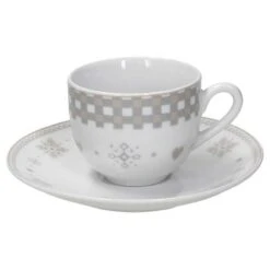 Tognana Confezione 6 Tazze Porcellana Caffè Con Piatto Vichy Beige LINEA OLIMPIA