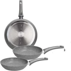 TOGNANA SET 3 PADELLE ALLUMINIO PURE ROQ PURE ROQ GRGIO OPACO CM 20 24 E 28