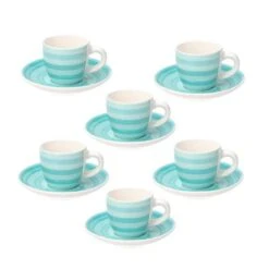Tognana Set 6 Tazzine Caffè Con Piattino Spin Stoneware Azzurro LINEA LOUISE