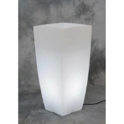 VASO HOME LIGHT QUADRO Cm.40x40x90h Colore Ghiaccio/bianco.