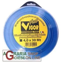 VIGOR FILO PER DECESPUGLIATORE QUADRATO IN NYLON CON POLVERE DI ALLUMINIO DIAM. 4 MT. 30