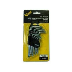 VIGOR SERIE CHIAVI A BRUGOLA TORX 9 PZ CON SUPPORTO T10 - T50